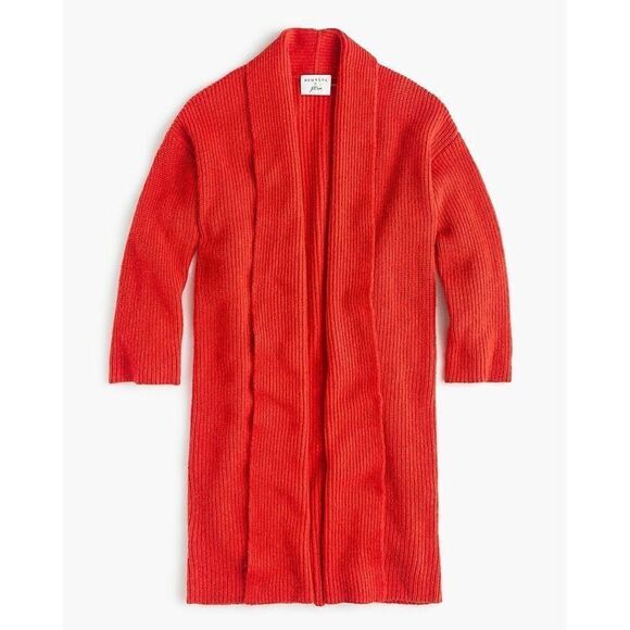 Demylee x J.Crew long open-front cardigan sweater size M Grapefruit Red - Picture 1 of 8